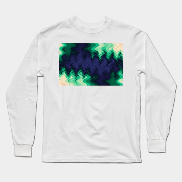 The abyss, blue and green abstract deep underwater print Long Sleeve T-Shirt by KINKDesign